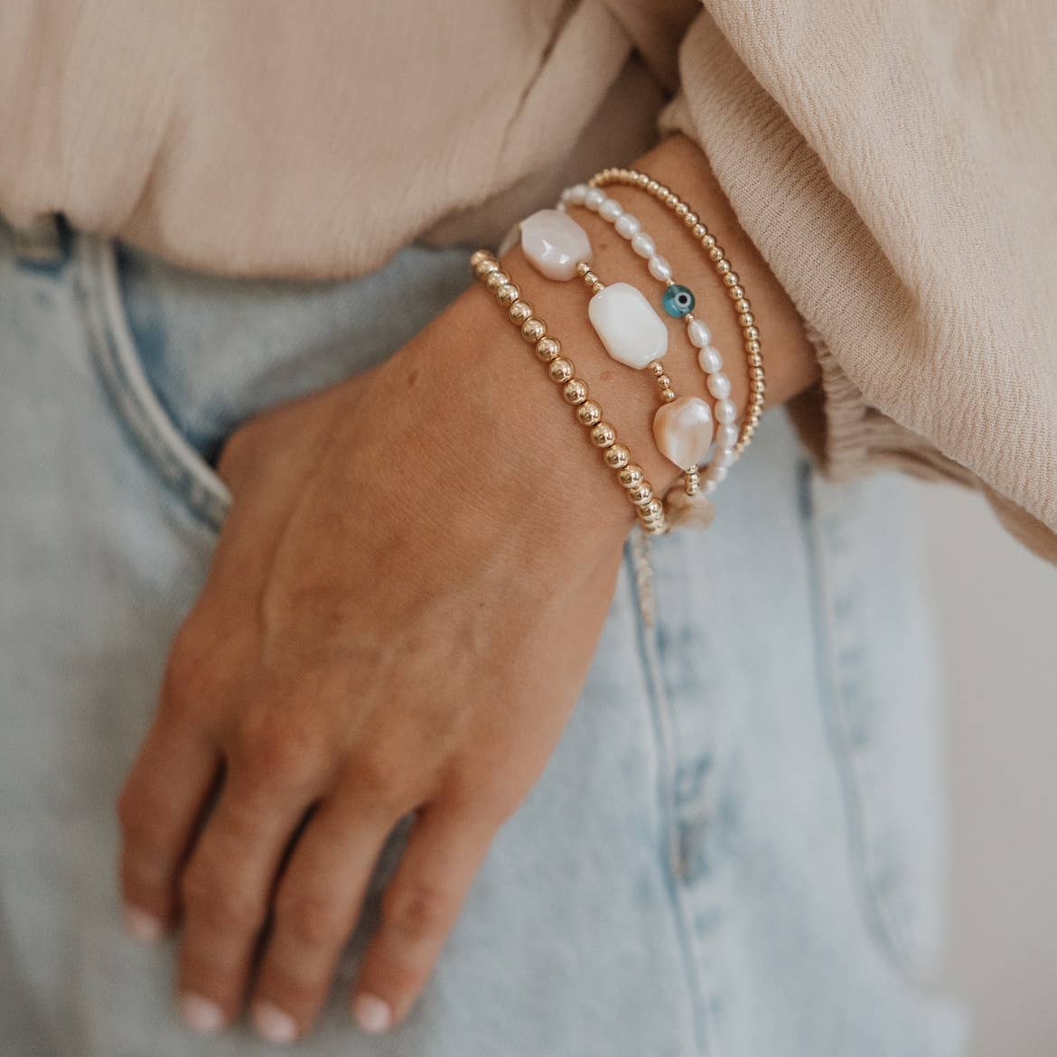 True By Kristy Jewelry - Gold Filled Luxe Beaded Bracelet: 3MM