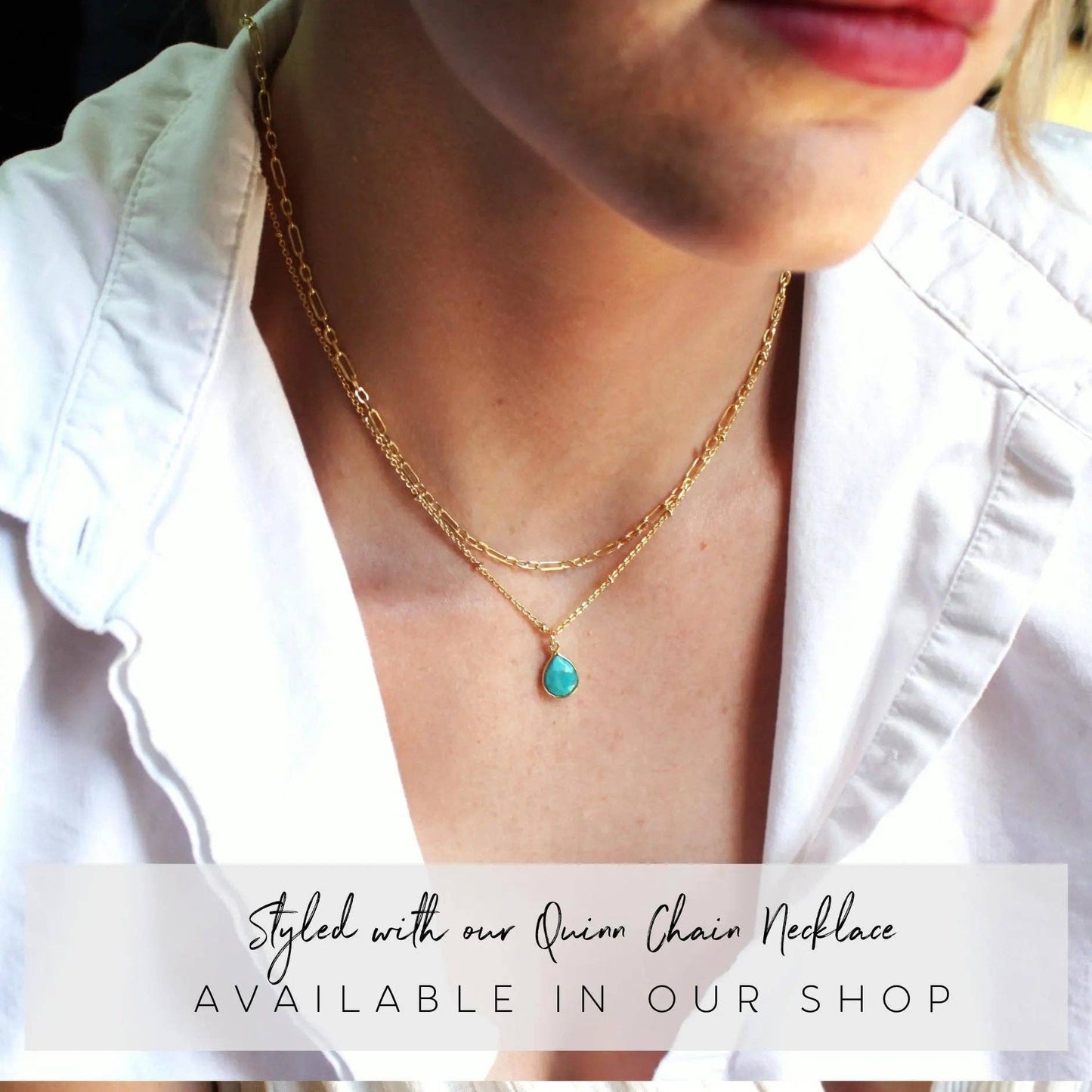 The Silver Wren - Cori Turquoise Drop Necklace: Sofie / 18 inch