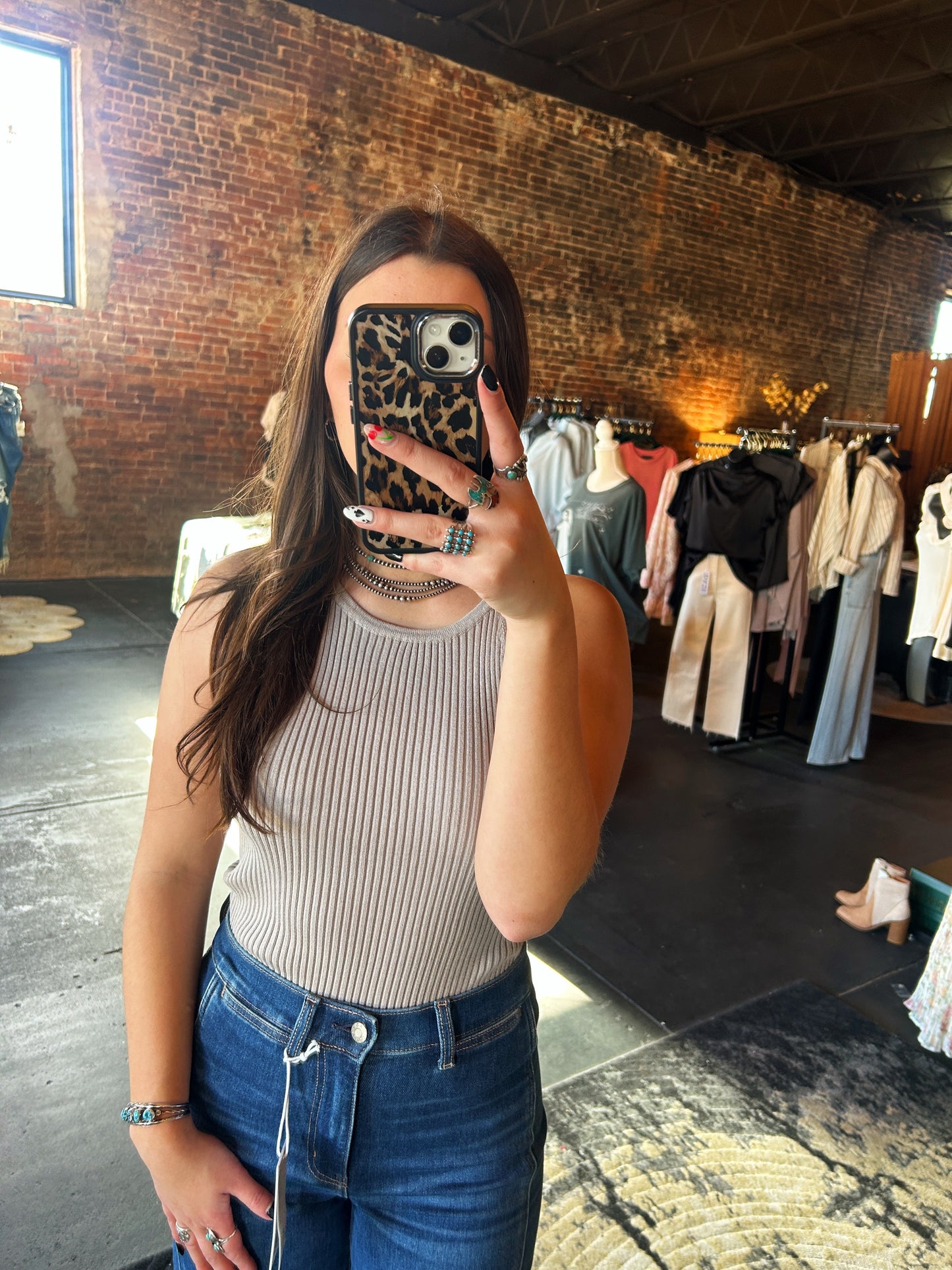 Ribbed High Neck Tank