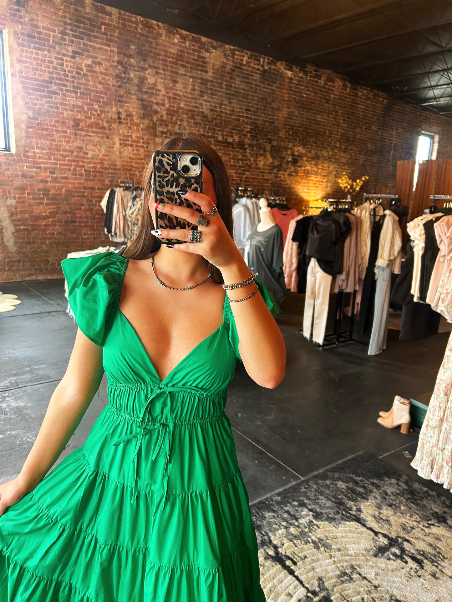 Flare Ruffled Shoulders Midi Dress