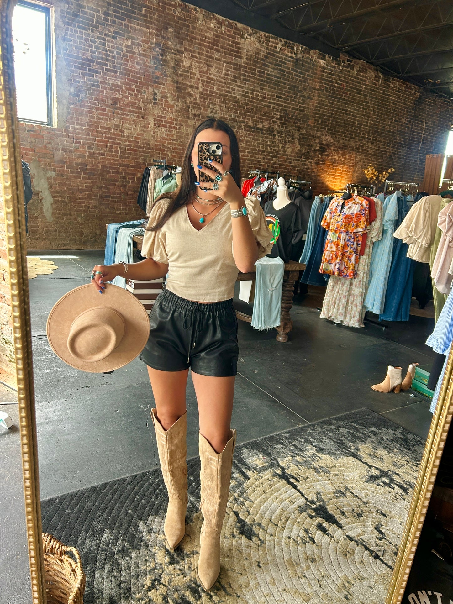 V Neck Balloon Sleeve Crop Top