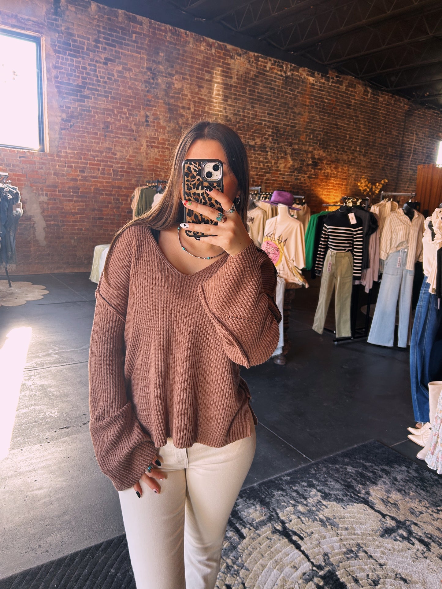 Mauve V Neck Sweater