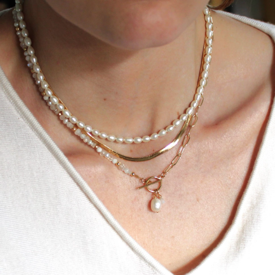 The Silver Wren - Ariel Freshwater Pearl Necklace: 16 inch + extender