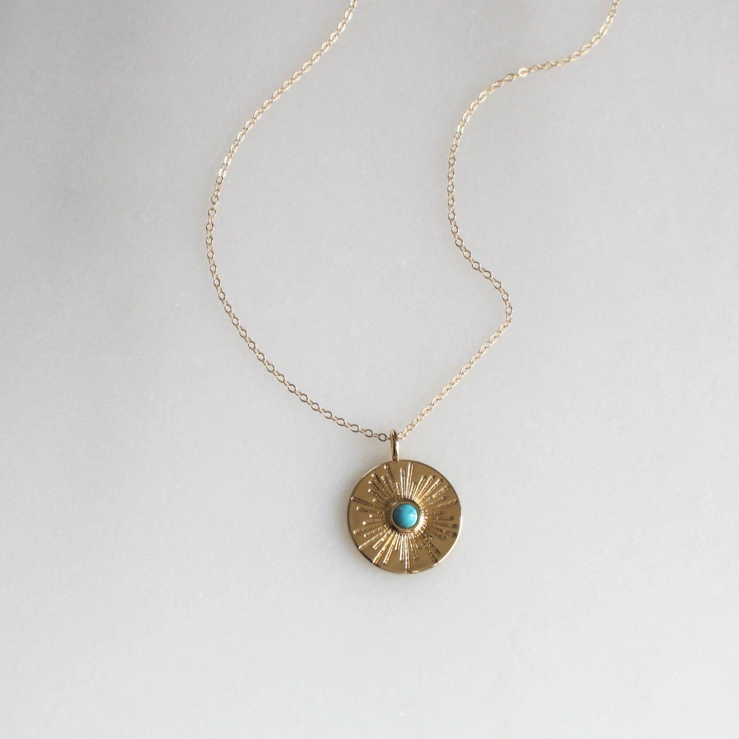 The Silver Wren - Turquoise and Gold Coin Necklaces: Pendant B 18 inch