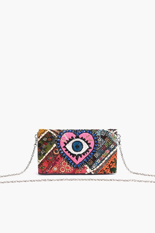 WATCH OVER ME EVIL EYE DENIM Clutch or Crossbody