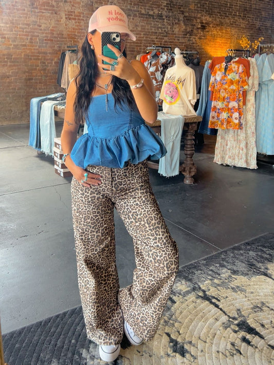 Leopard High Rise Wide Leg
