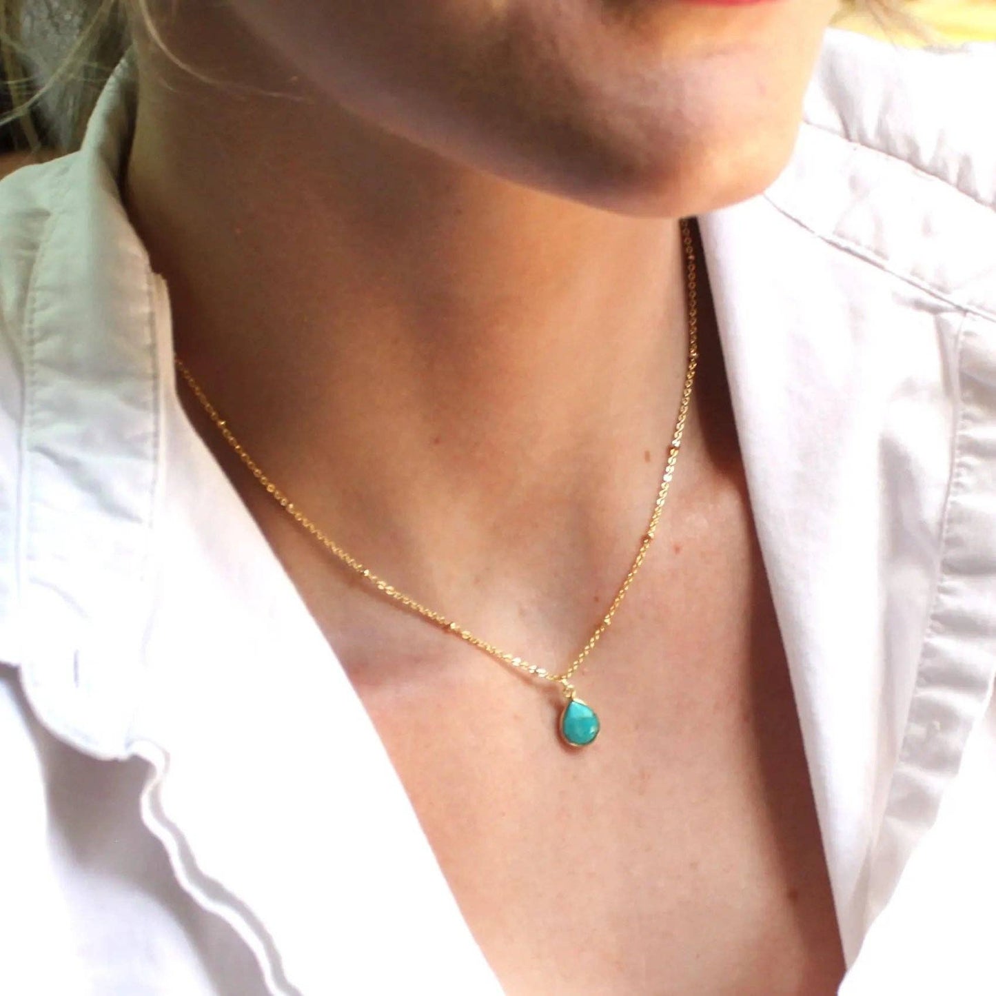 The Silver Wren - Cori Turquoise Drop Necklace: Emry / 18 inch