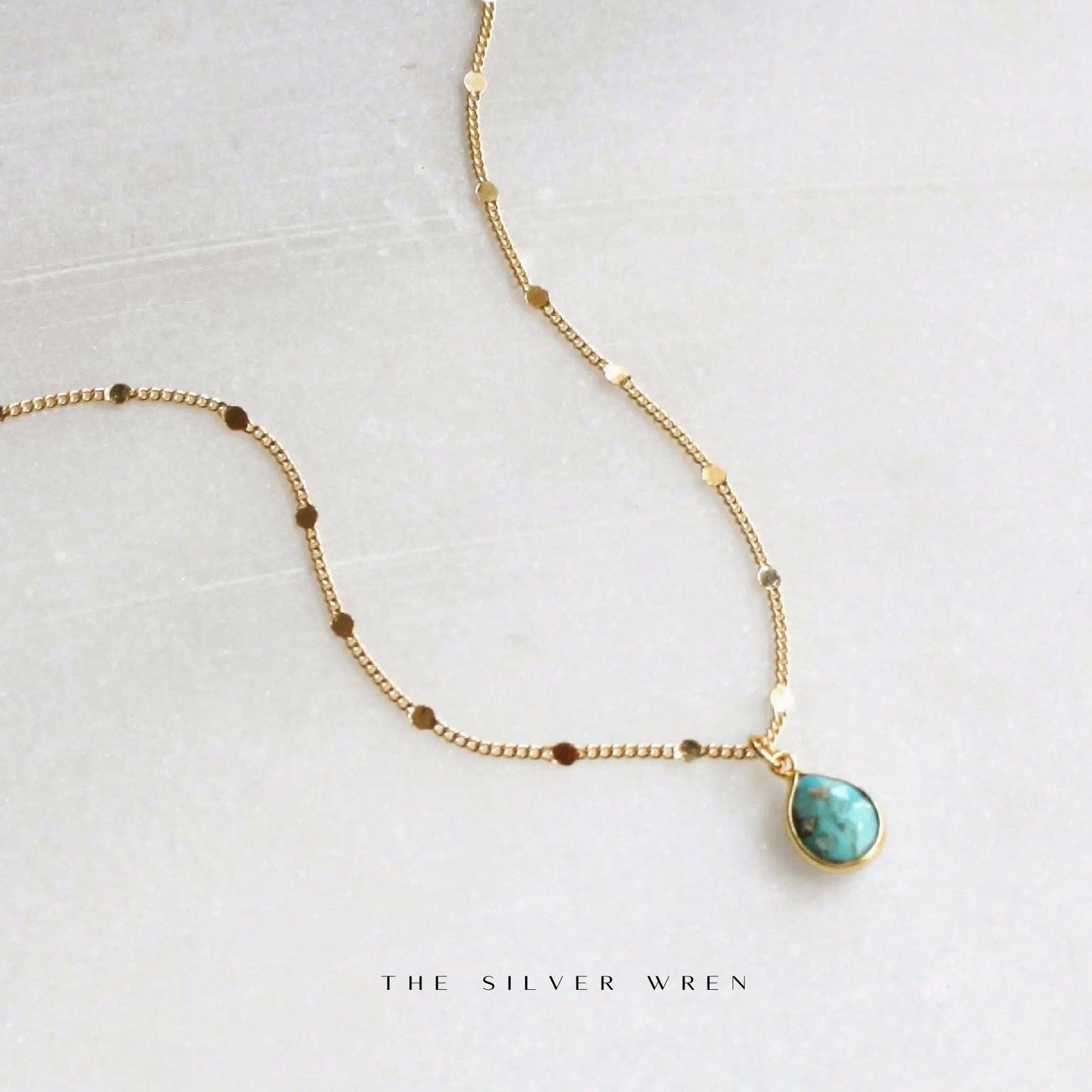 The Silver Wren - Cori Turquoise Drop Necklace: Emry / 18 inch