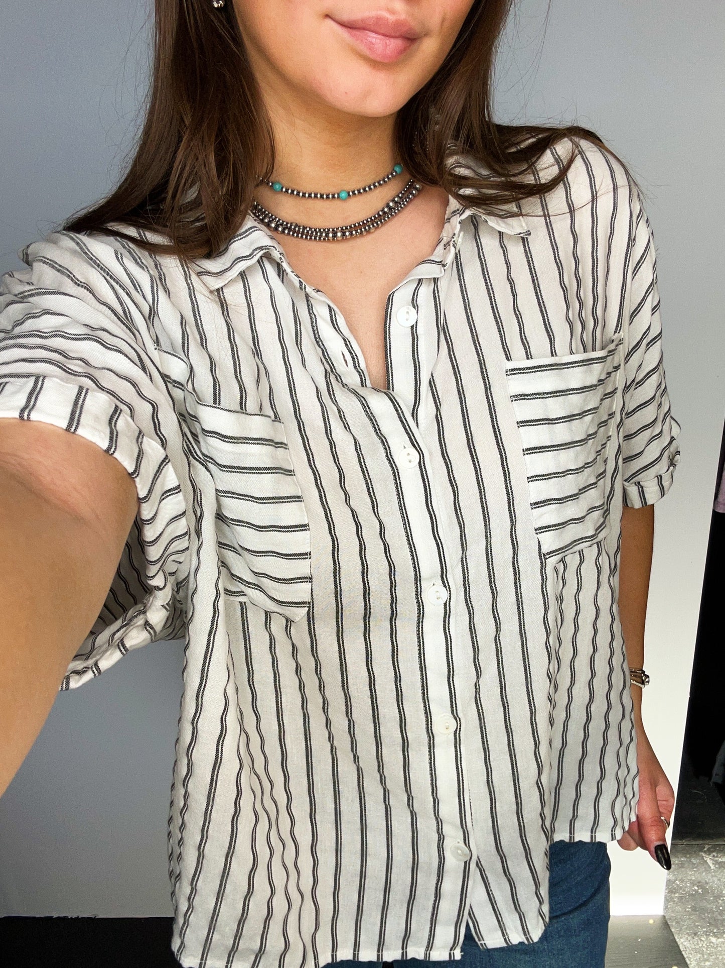 Striped Button Down Blouse