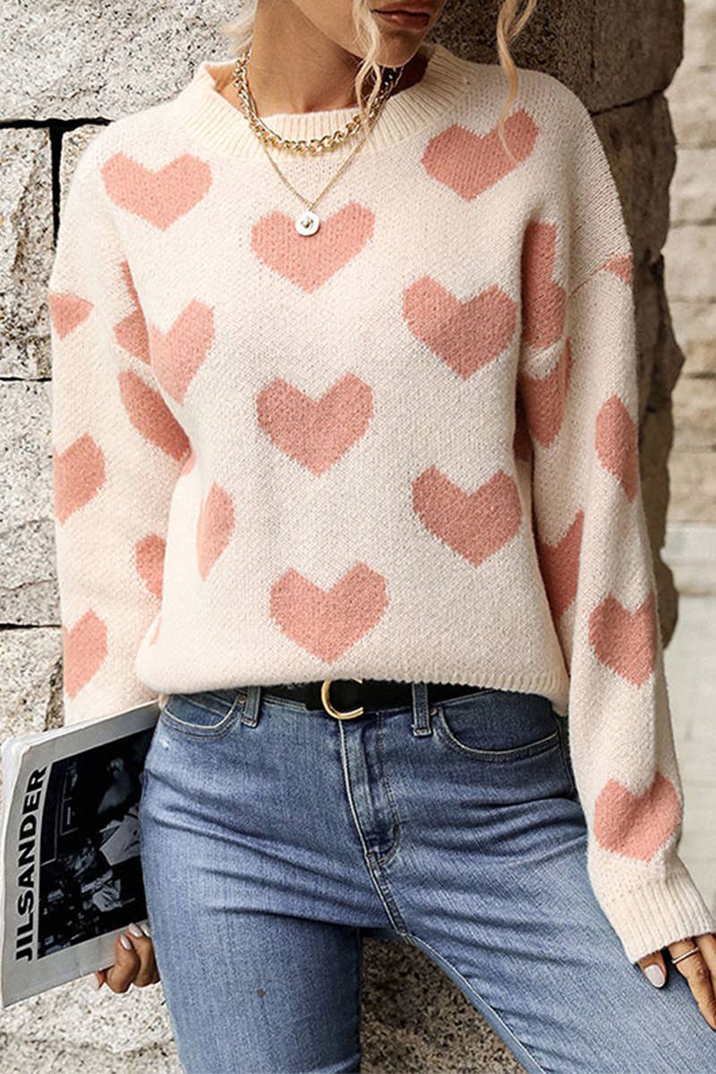 Lily Clothing - CWOSWL0235_HEART PRINTING WARM CUTE SWEATER