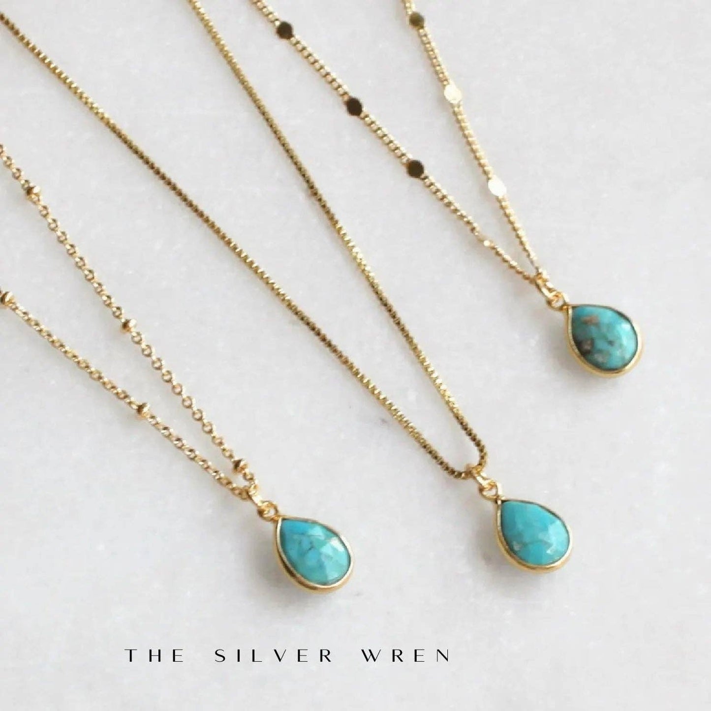 The Silver Wren - Cori Turquoise Drop Necklace: Emry / 18 inch