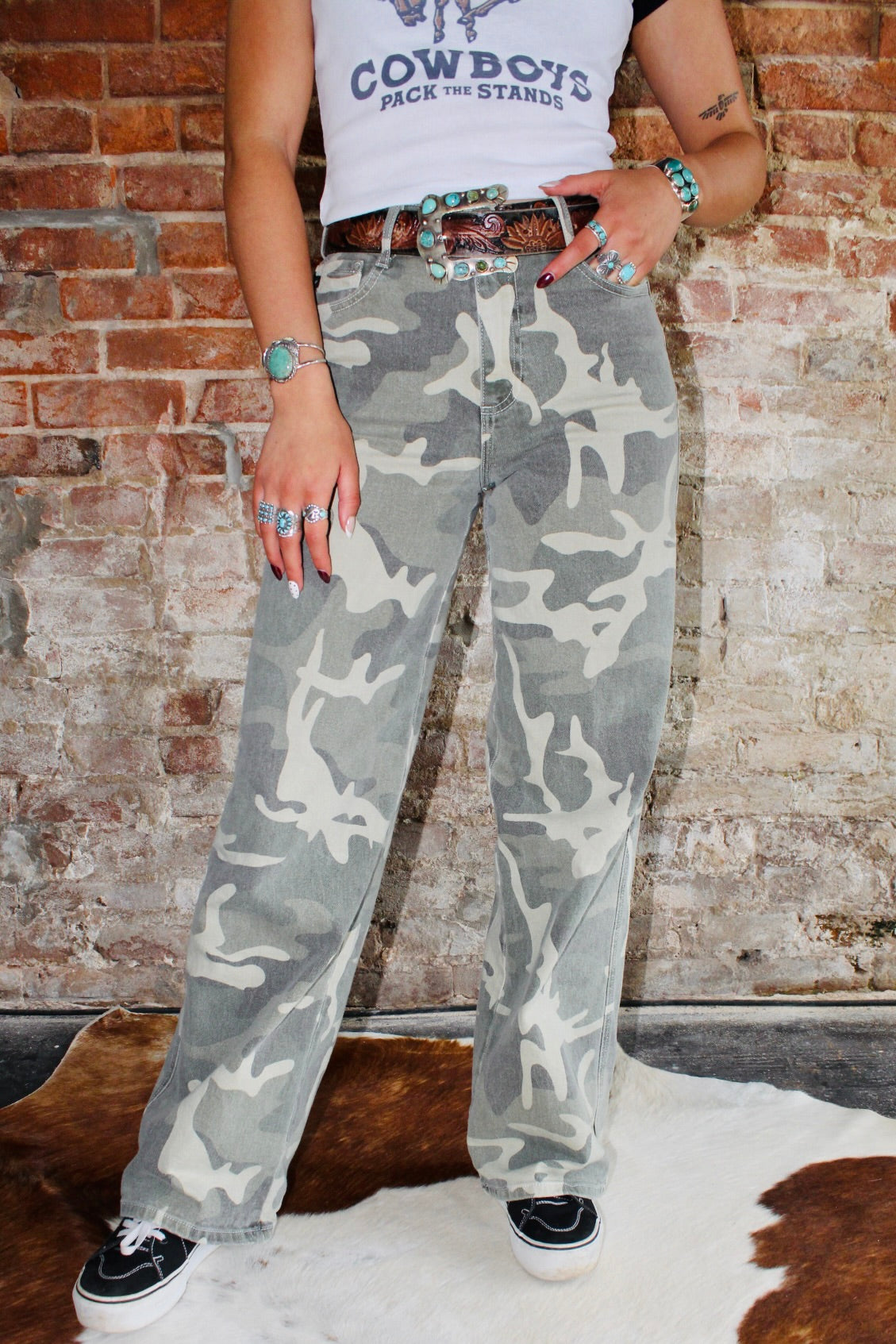 Camo High Rise Wide Leg