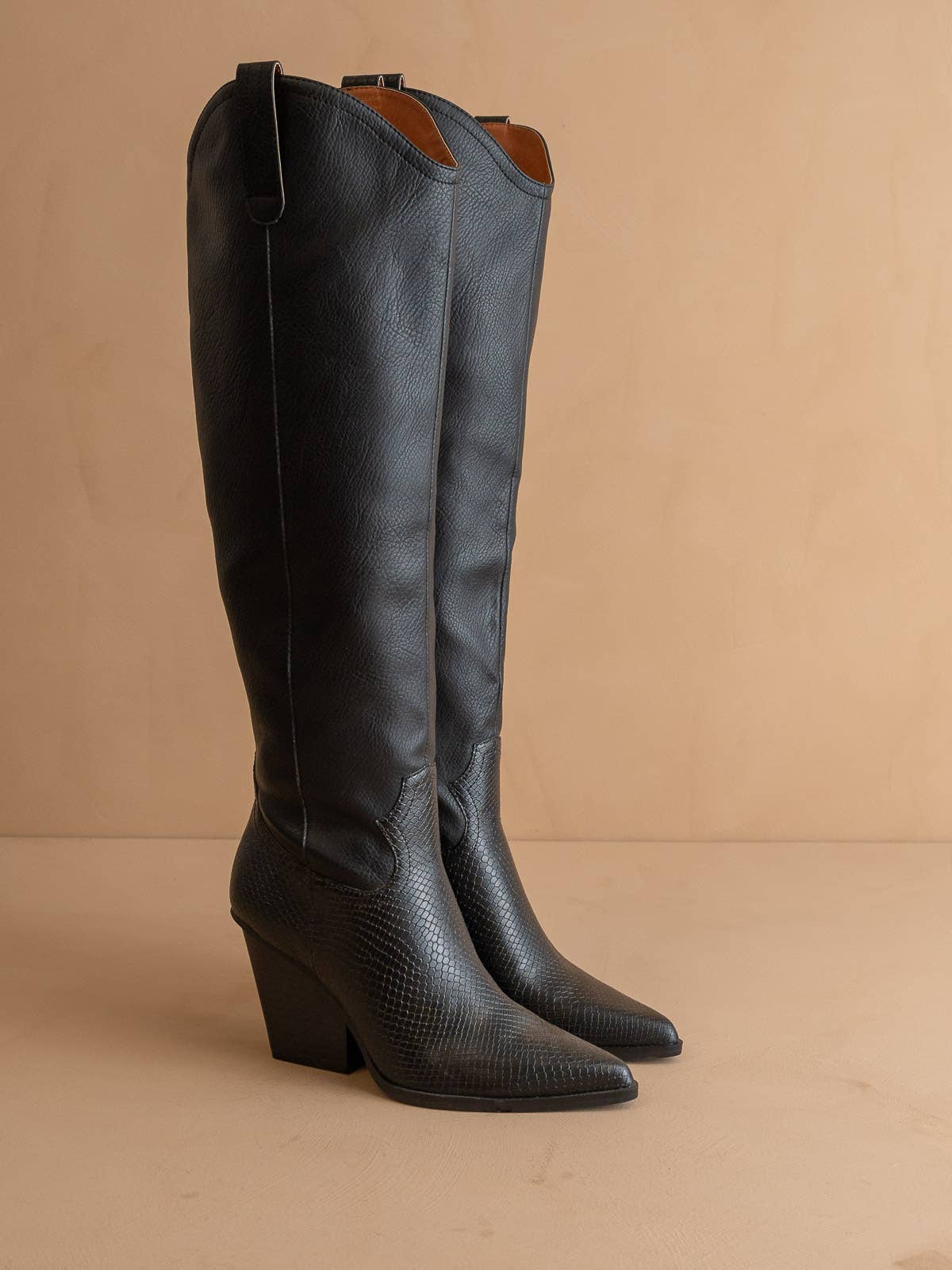 The Black Knee High Western Boot