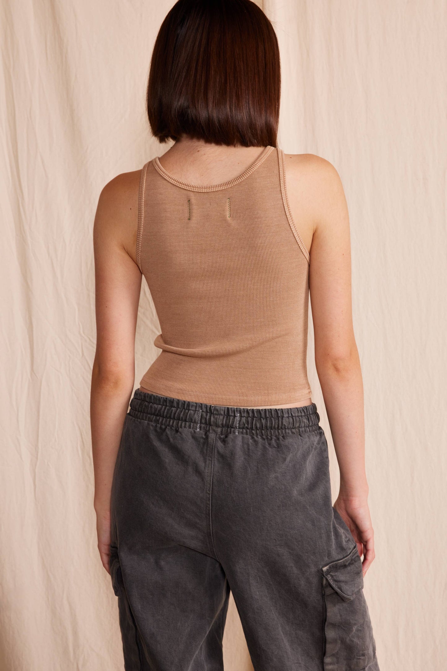 People Of Leisure - Sage Rib Tank : Camel / L