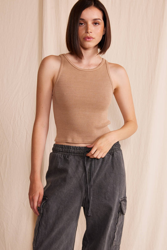 People Of Leisure - Sage Rib Tank : Camel / L