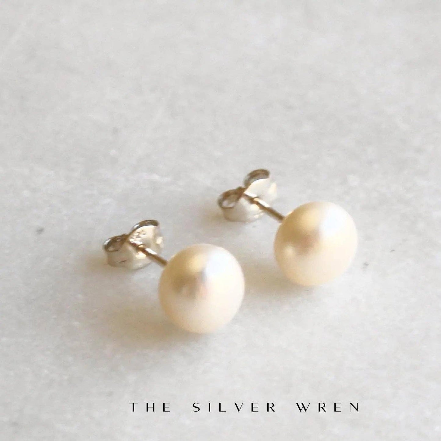 The Silver Wren - Freida Pearl Studs