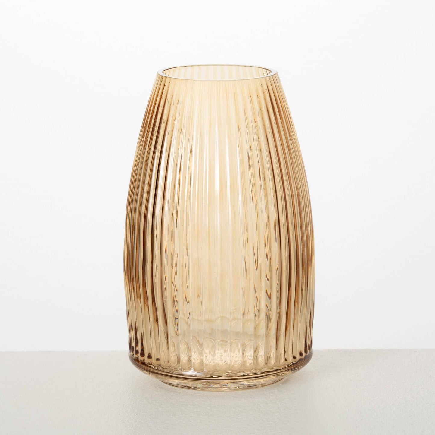 Sullivans Home Decor - RIBBED AMBER GLASS VASE