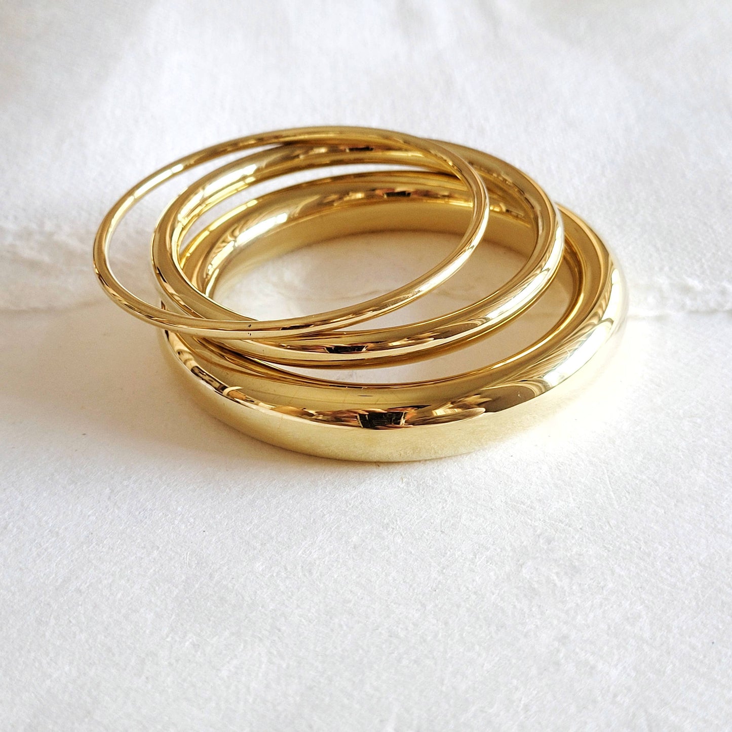 Bisjoux - Brass simple Simplicity Bangle bracelet Set