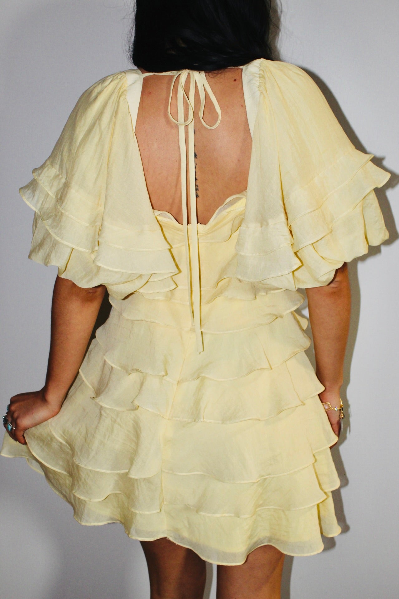 Ruffle Yellow Mini Dress