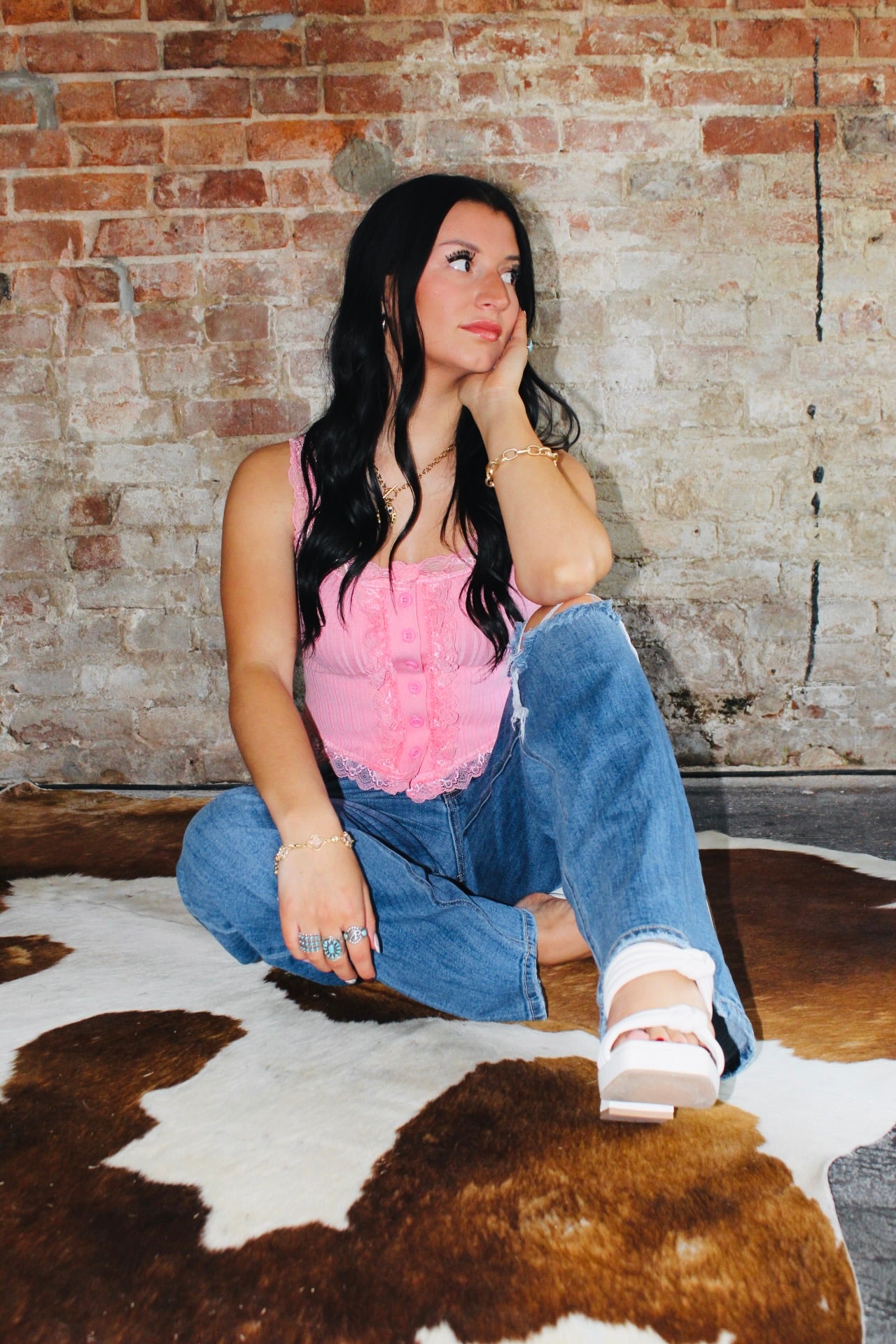 Lace Trim Corset Bubblegum Pink