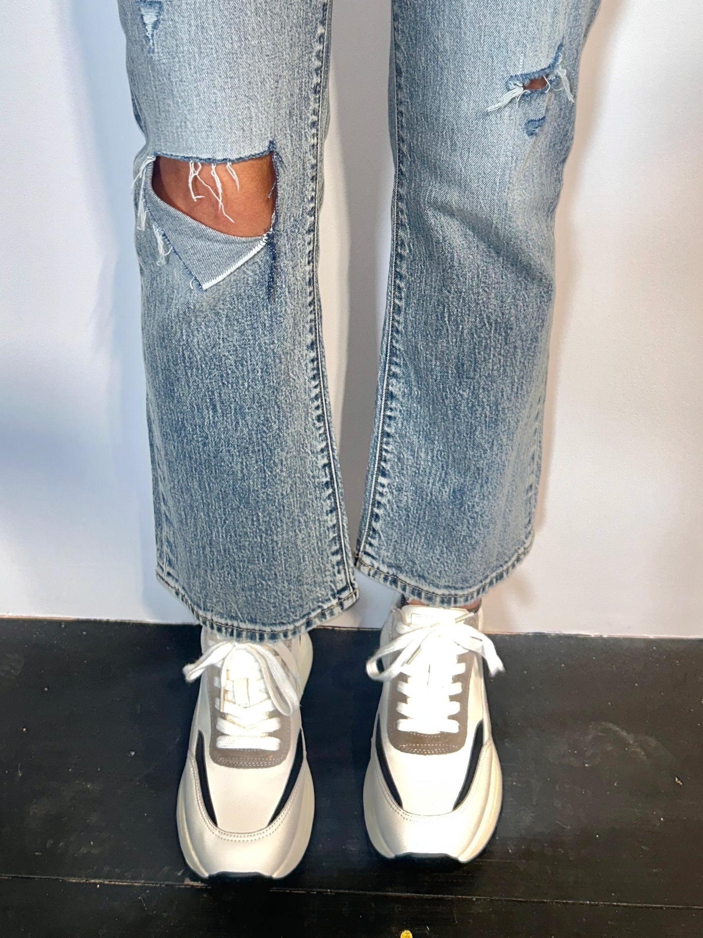 Black/White Leather Sneakers