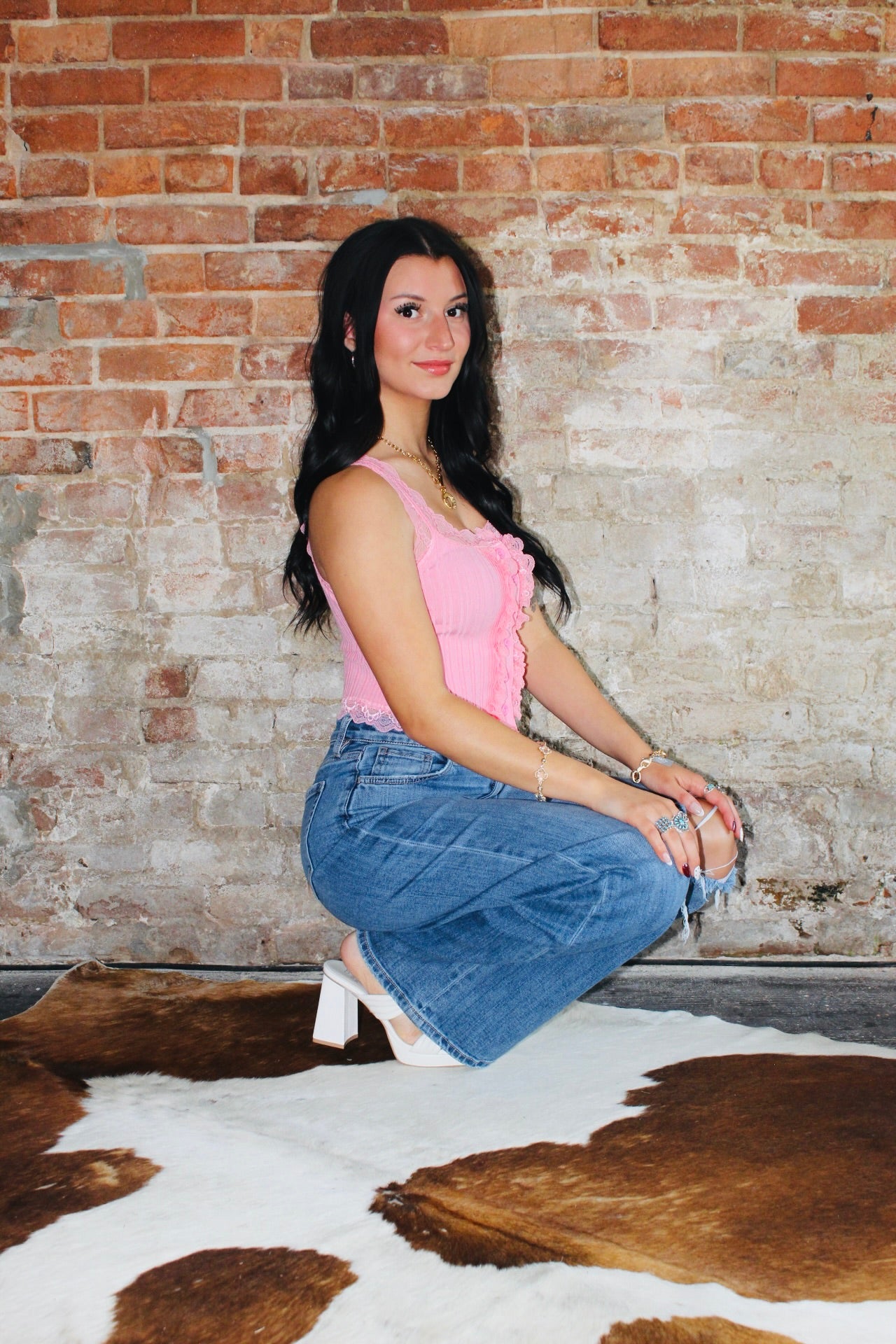 Lace Trim Corset Bubblegum Pink