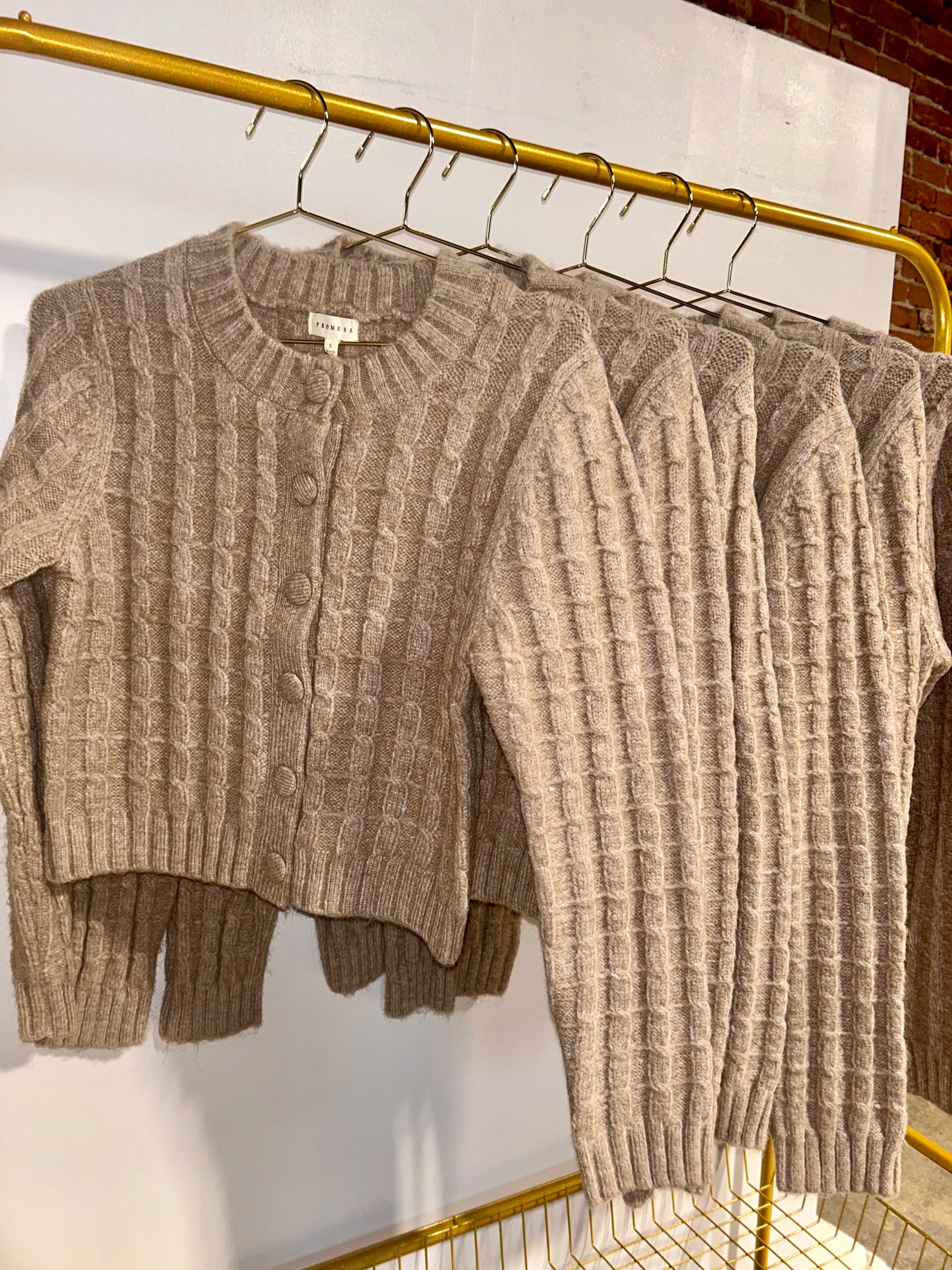 Cable Knit Button Up Cardigan