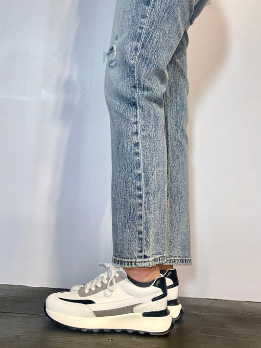 Black/White Leather Sneakers