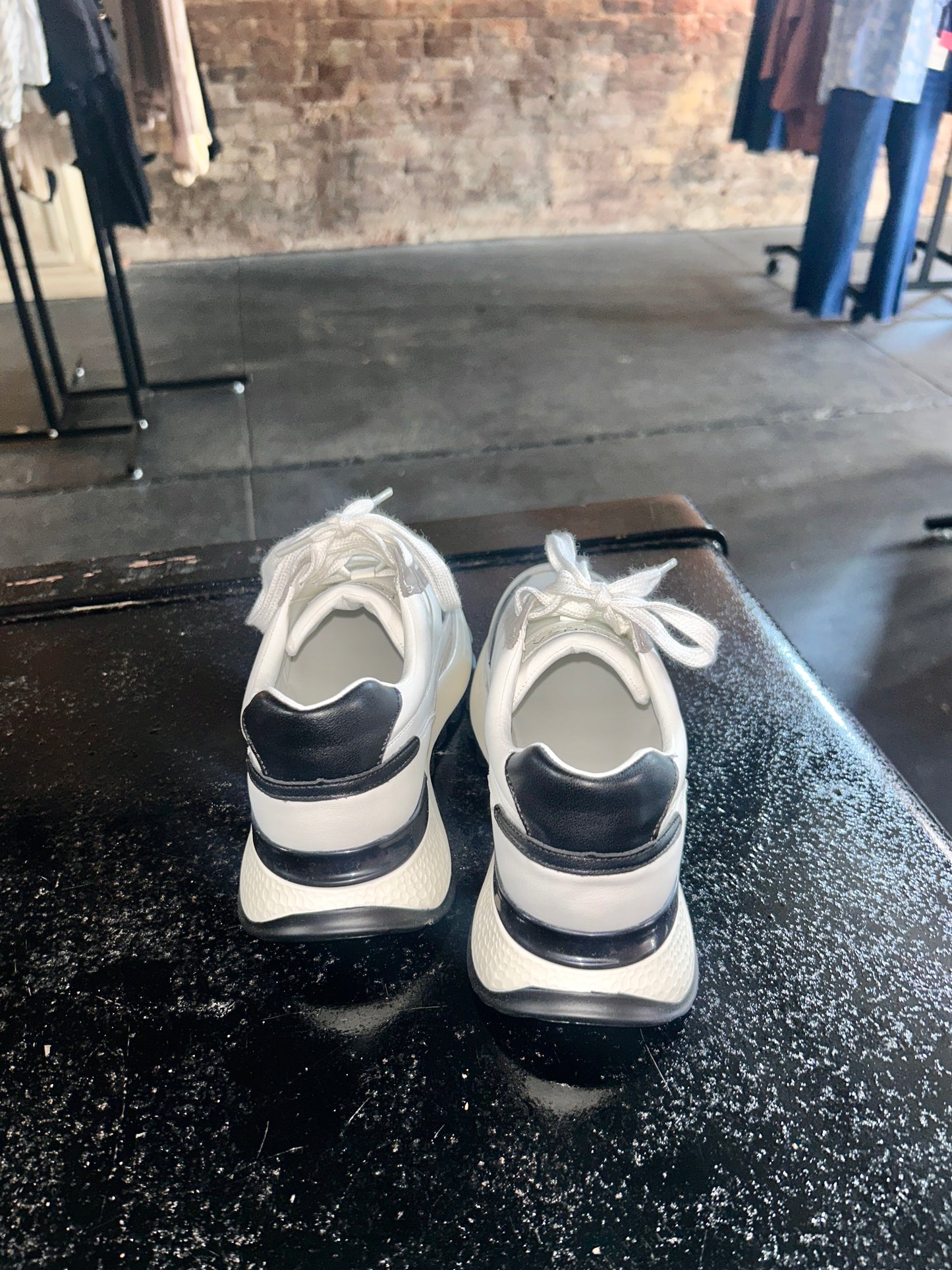 Black/White Leather Sneakers