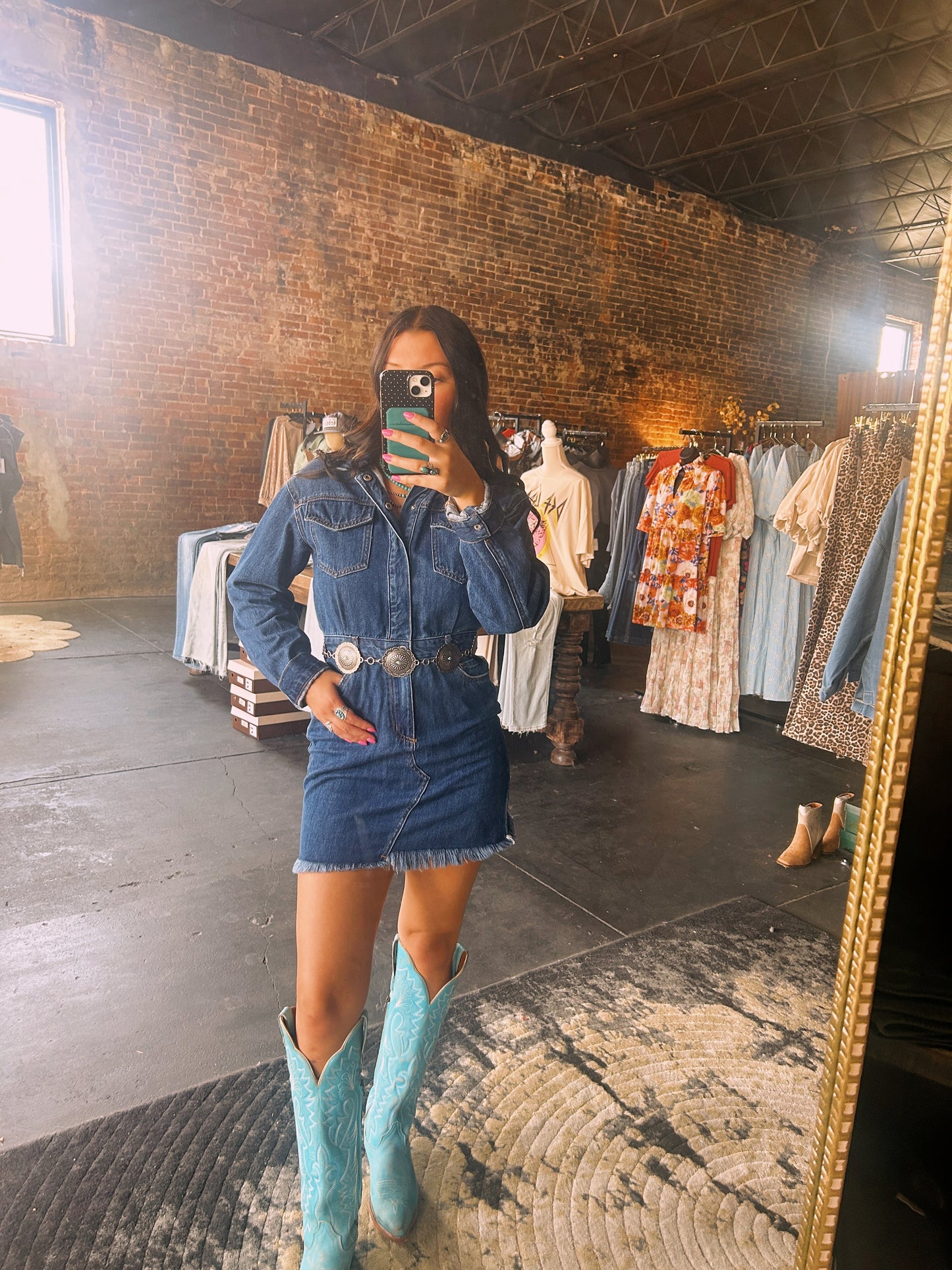 Dark Wash Button Up Denim Dress