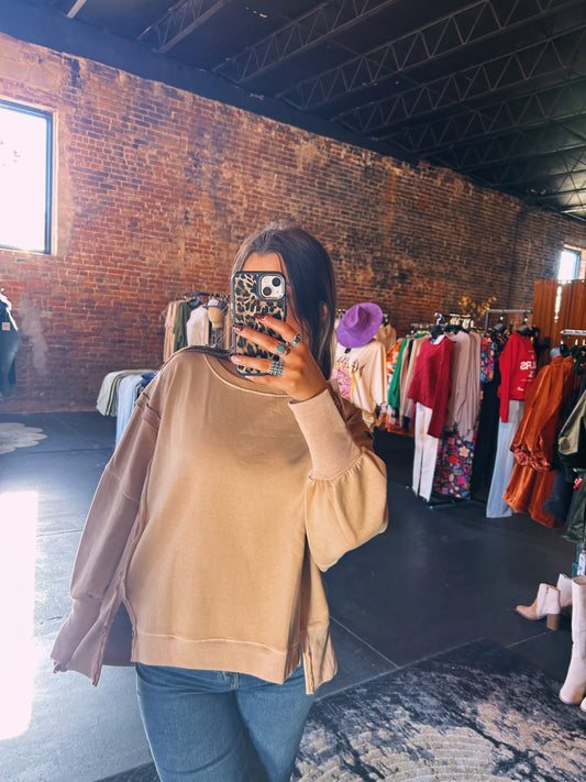 Taupe Washed Sweatshirt