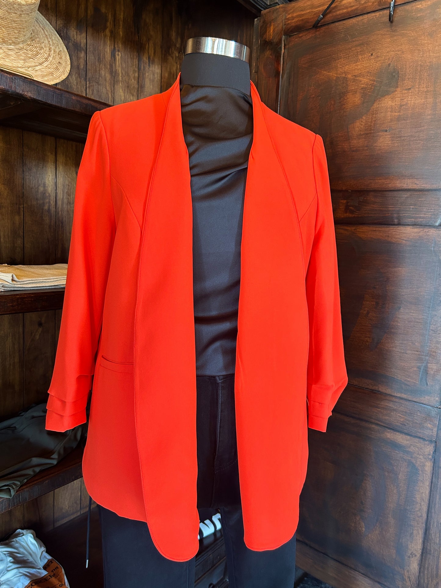 Coral Red Curvy Blazer