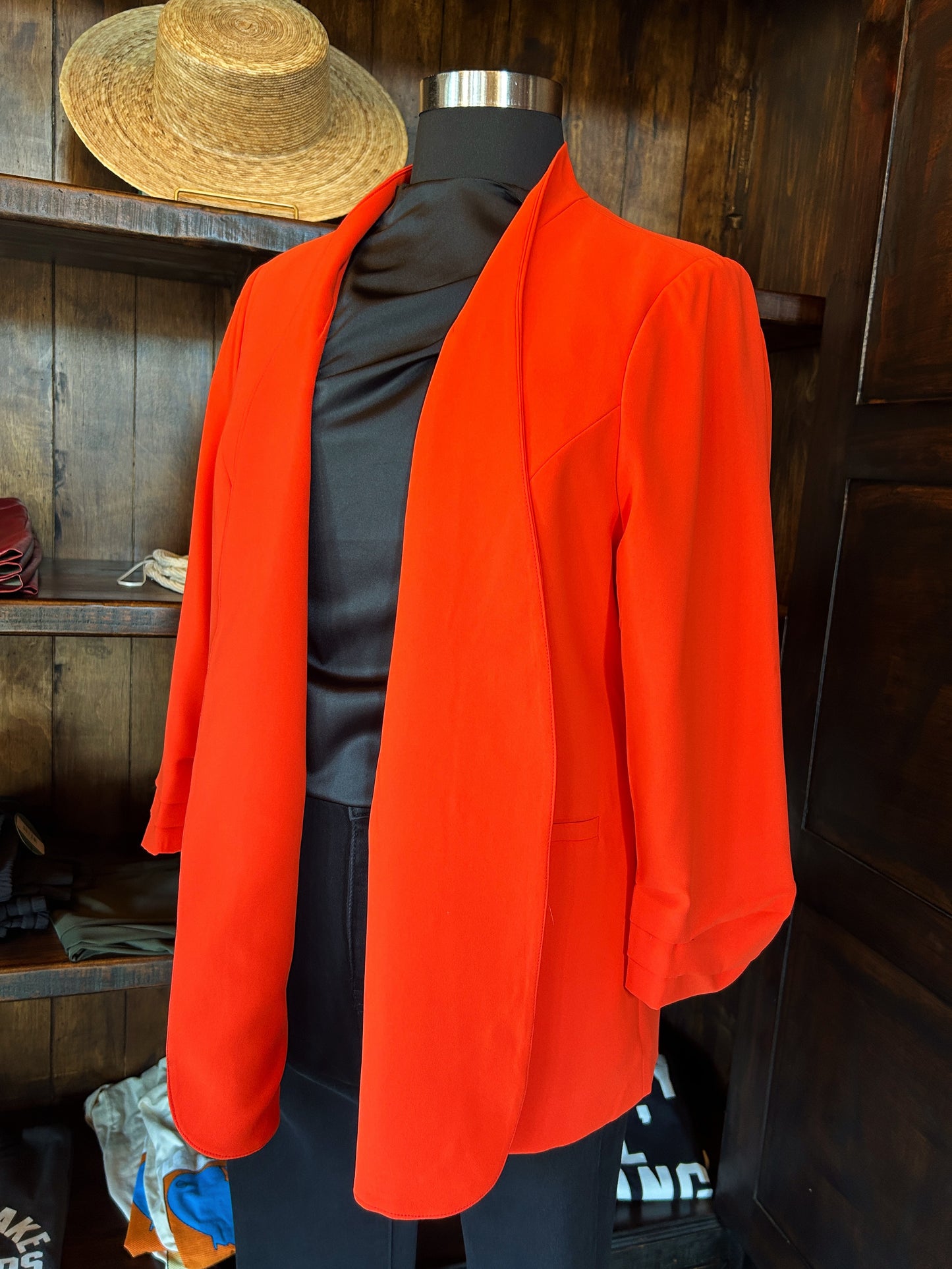 Coral Red Curvy Blazer