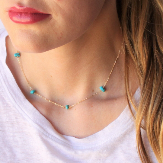 The Silver Wren - Cove Natural Turquoise Necklace: 16 inch