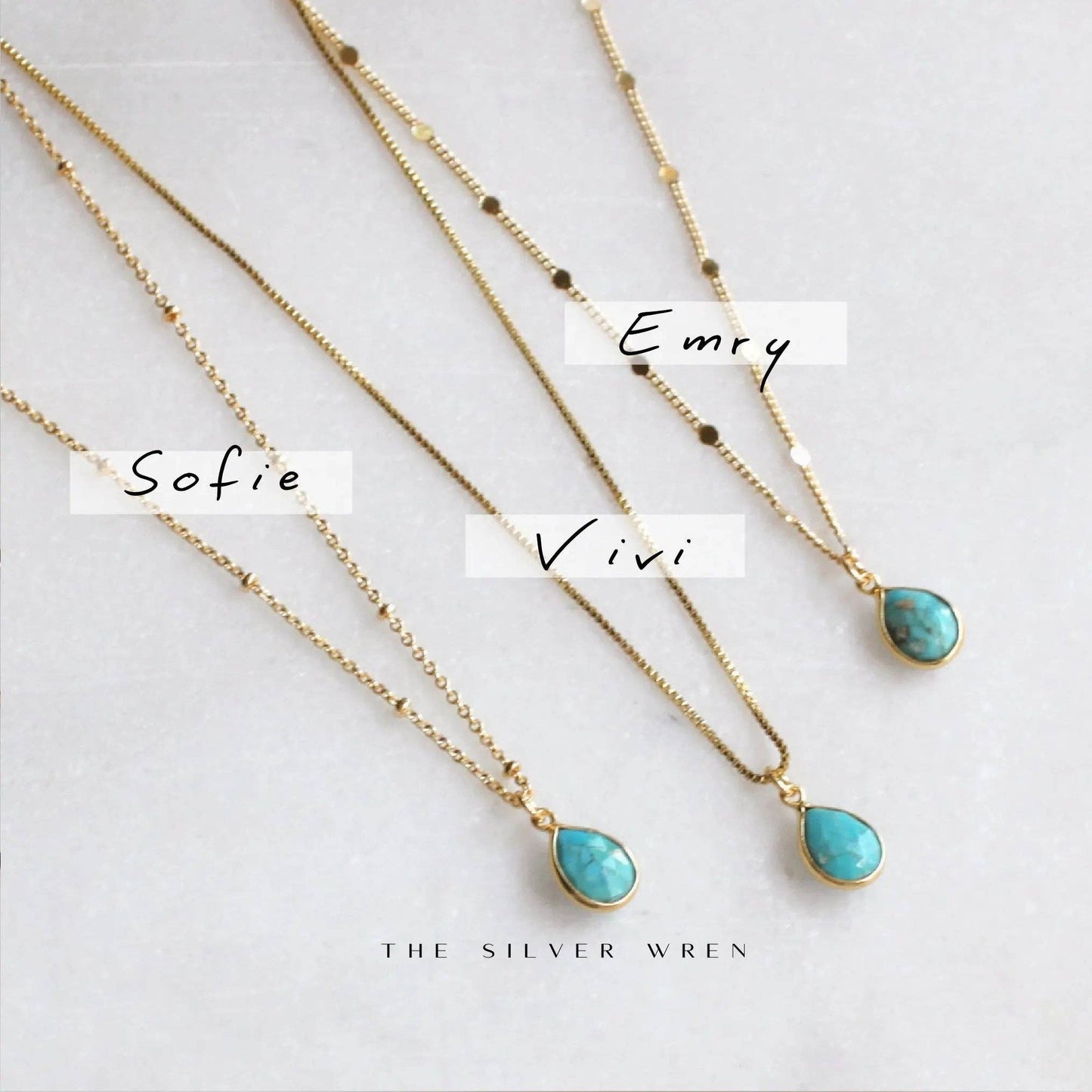 The Silver Wren - Cori Turquoise Drop Necklace: Emry / 18 inch