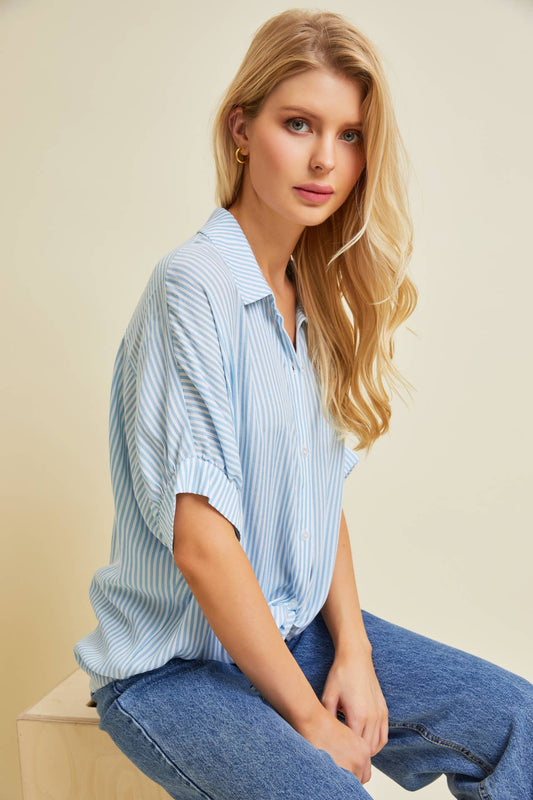 Classic Oversized Striped Button Down