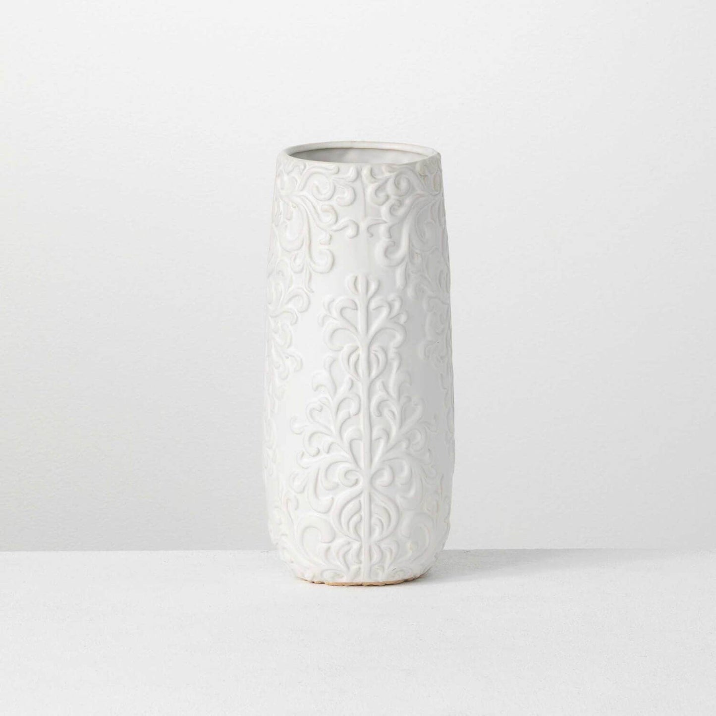 Sullivans Home Decor - WHITE FLORAL PRINTED VASE