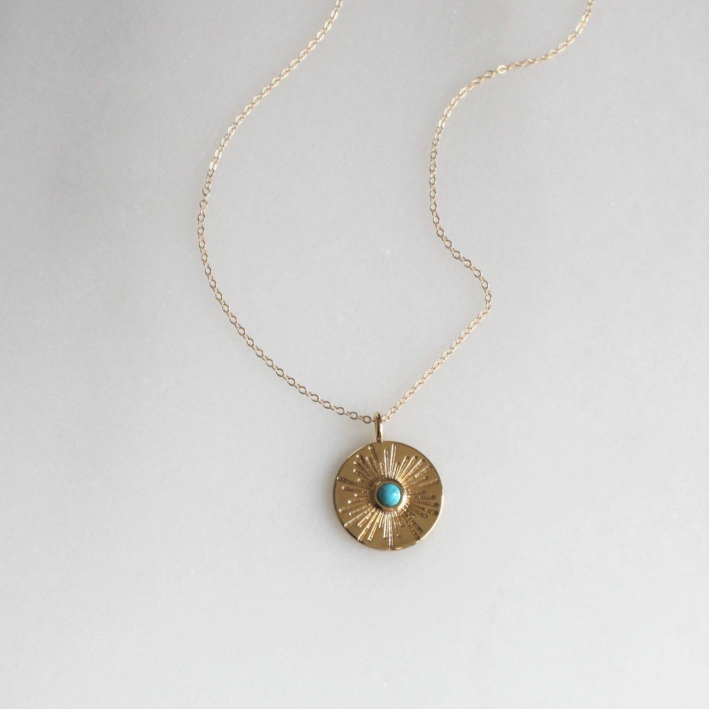 The Silver Wren - Turquoise and Gold Coin Necklaces: Pendant A 18 inch