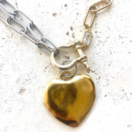 Mixed Metal Heart Necklace