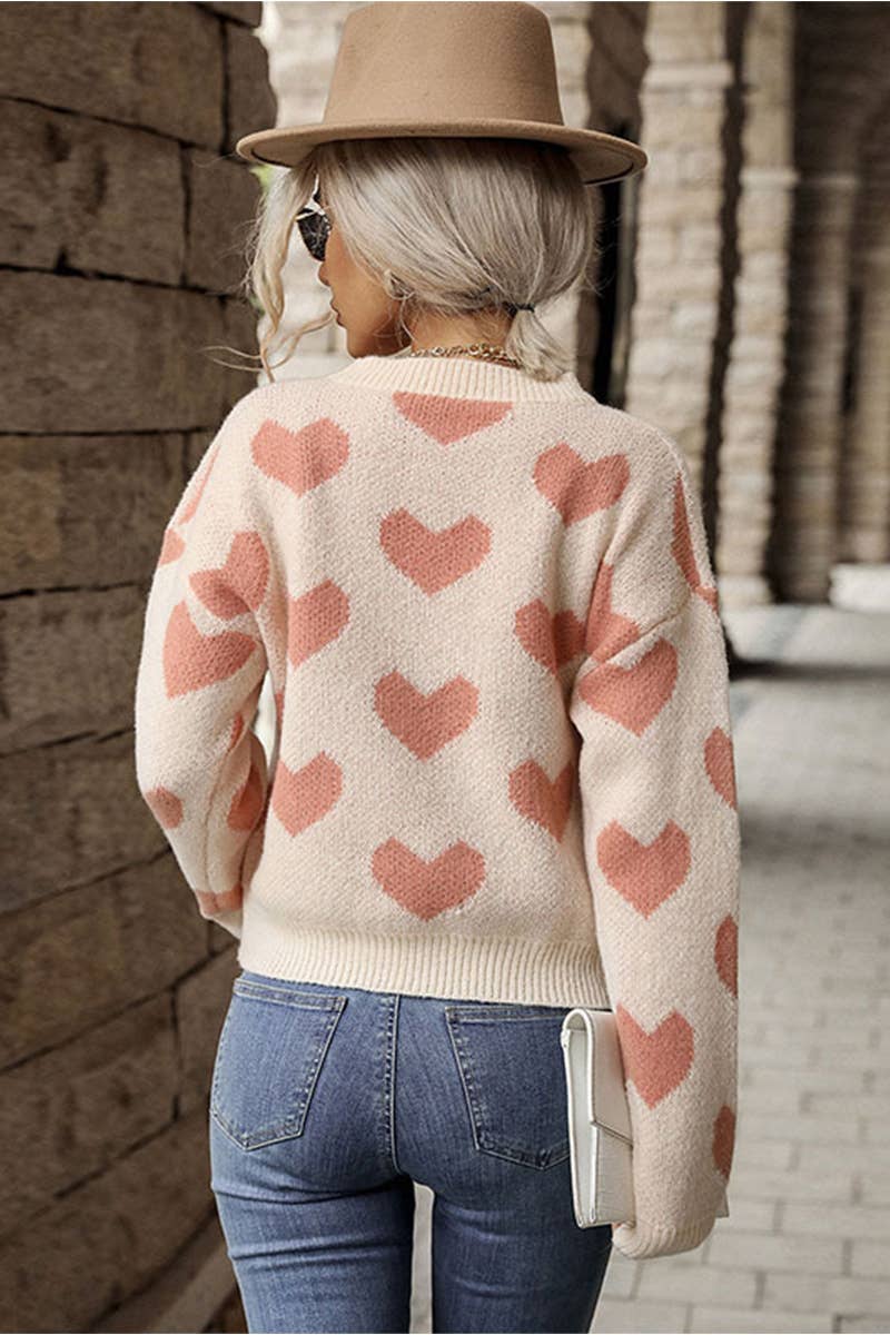 Lily Clothing - CWOSWL0235_HEART PRINTING WARM CUTE SWEATER