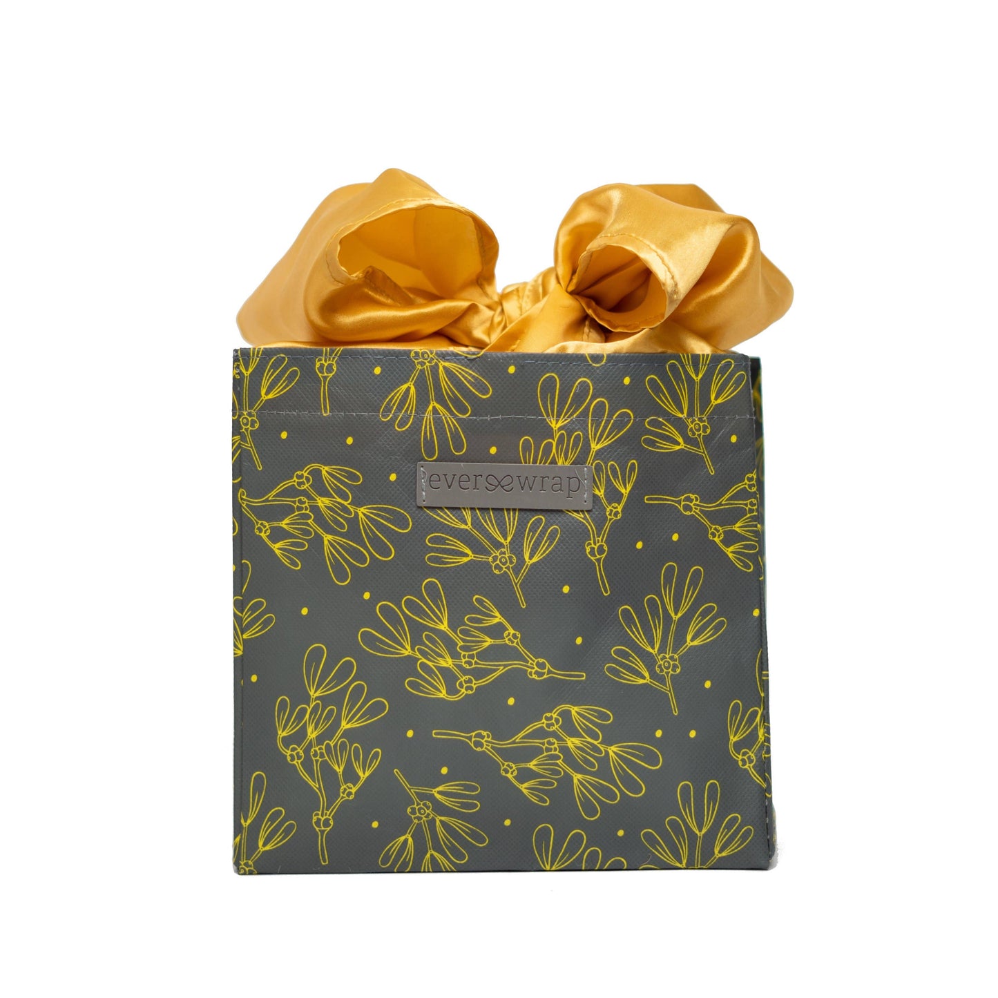 EverWrap - Grey And Gold Floral Print Small Reusable Gift Bag