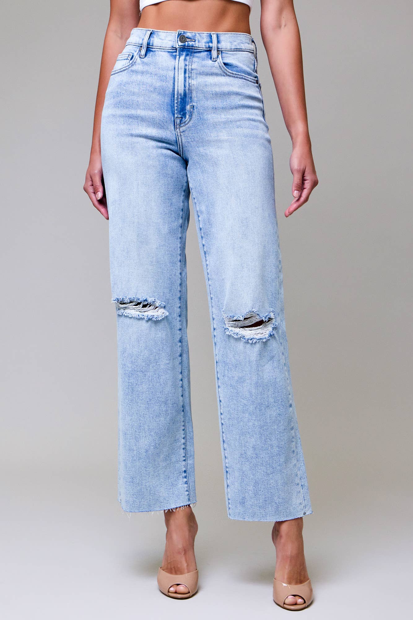 Light Wash Knee Distressed Dad Jean