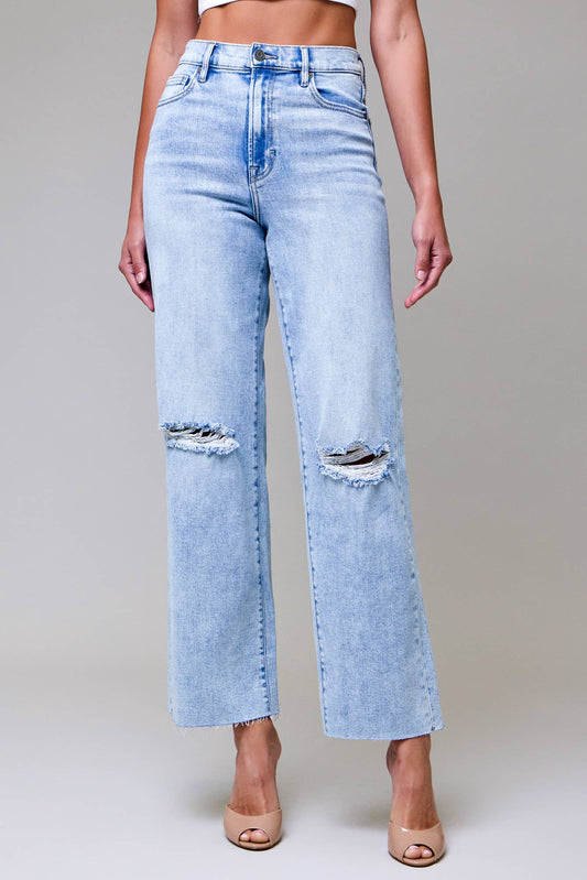 Light Wash Knee Distressed Dad Jean