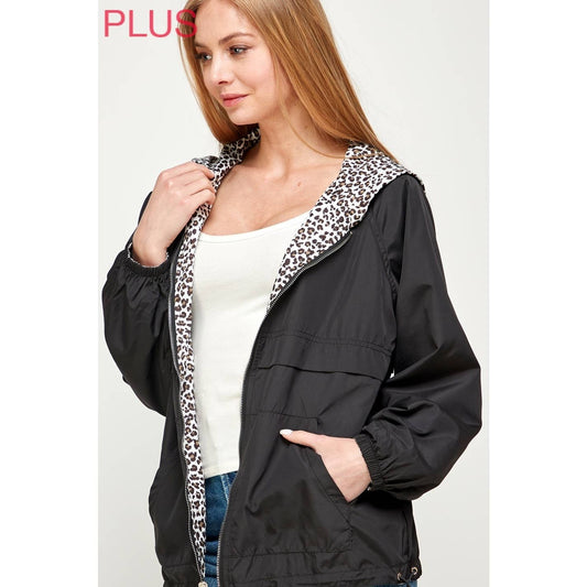 Curvy Reversible Printed Windbreaker with Hood