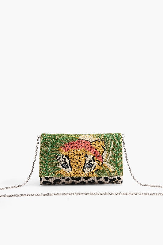 Forestry Leopard Embellished Clutch or Crossbody